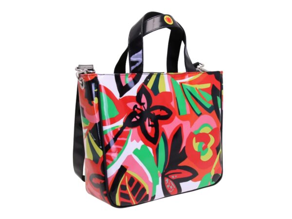 WHITE TOTE BAG WITH FLORAL FANTASY. MODEL GLAM MADE OF LORRY TARPAULIN. - Image 3