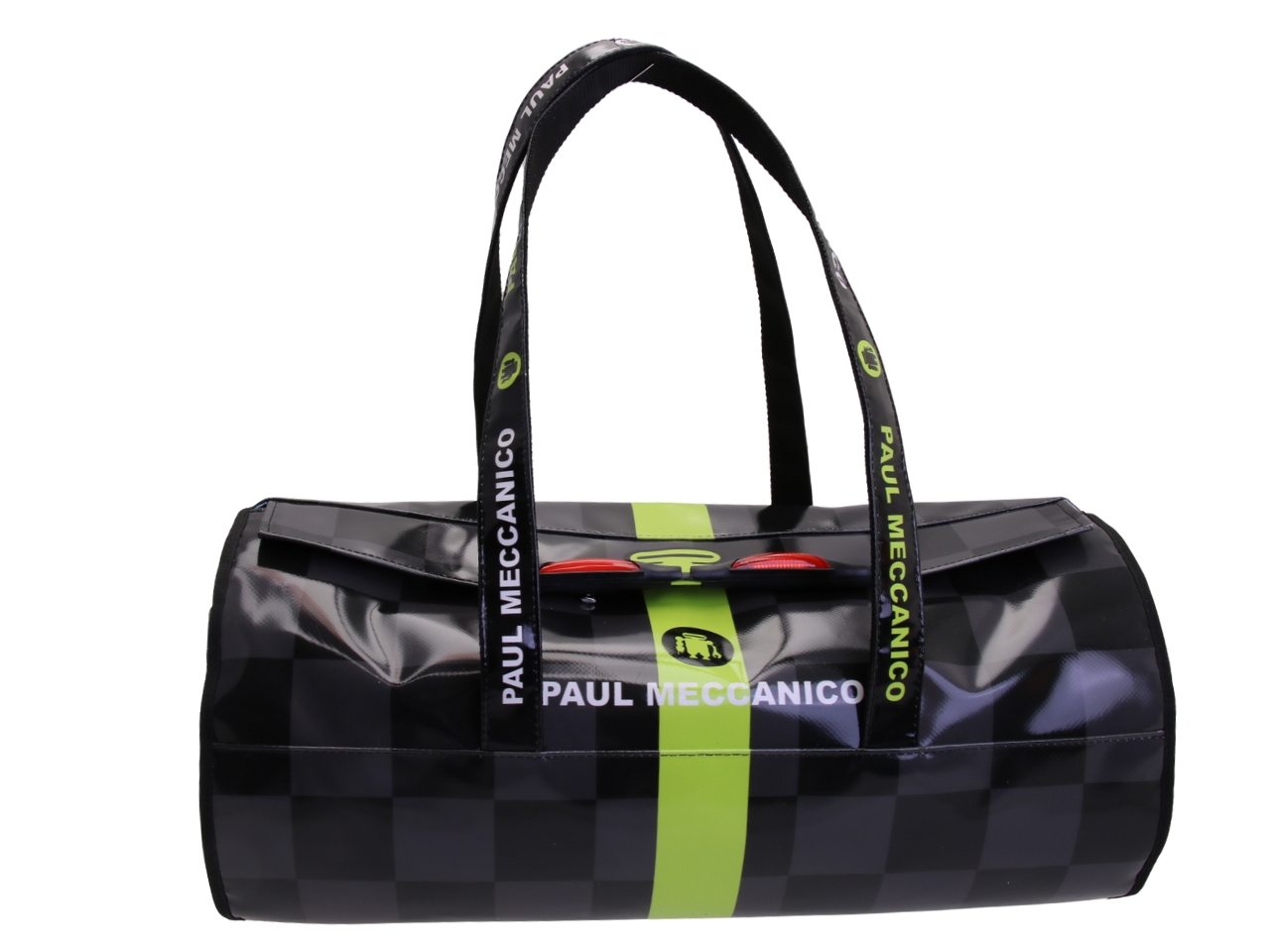 BORSA SPORTIVA GRIGIA, NERA E LIME. MODELLO ROLLING REALIZZATO IN TELONE CAMION.
