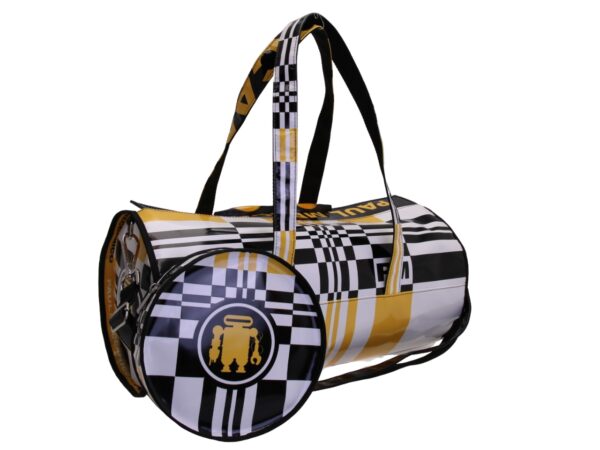 SPORTS BAG WHITE, BLACK AND YELLOW COLOURS. ROLLING MODEL MADE OF LORRY TARPAULIN. - Image 5