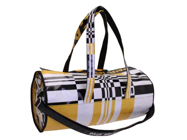 SPORTS BAG WHITE, BLACK AND YELLOW COLOURS. ROLLING MODEL MADE OF LORRY TARPAULIN. - Image 4
