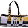 BORSONE SPORTIVO BIANCO, NERO E GIALLO. MODELLO ROLLING REALIZZATO IN TELONE CAMION.