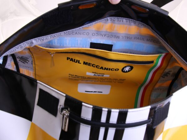 SPORTS BAG WHITE, BLACK AND YELLOW COLOURS. ROLLING MODEL MADE OF LORRY TARPAULIN. - Image 6