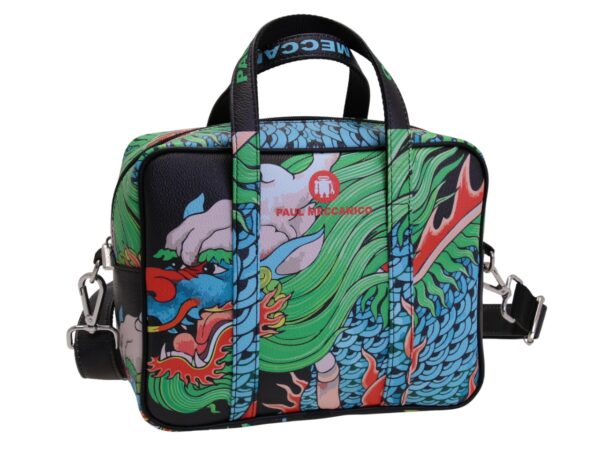 RECTANGULAR WOMEN'S BAG WITH ORIENTAL PATTERN. MODEL PINCA MADE OF HAMMERED SYNTHETIC LEATHER.