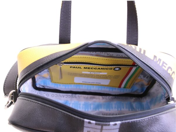 BLACK AND YELLOW RECTANGULAR WOMEN'S BAG. MODEL PINCA MADE OF HAMMERED SYNTHETIC LEATHER. - Image 5