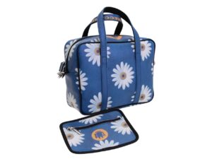 BLUE RECTANGULAR WOMEN'S BAG WITH FLORAL FANTASY. MODEL PINCA MADE OF HAMMERED SYNTHETIC LEATHER. - Image 4
