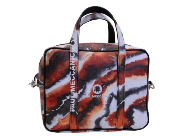 RECTANGULAR WOMEN'S BAG WITH ZEBRA PATTERN. MODEL PINCA MADE OF HAMMERED SYNTHETIC LEATHER.