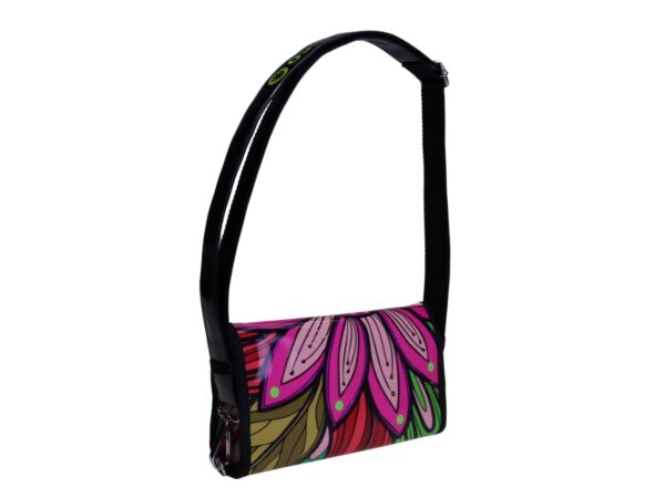 CLUTCH BAG WITH FLORAL FANTASY. MODEL CANDY MADE OF LORRY TARPAULIN. - Image 2