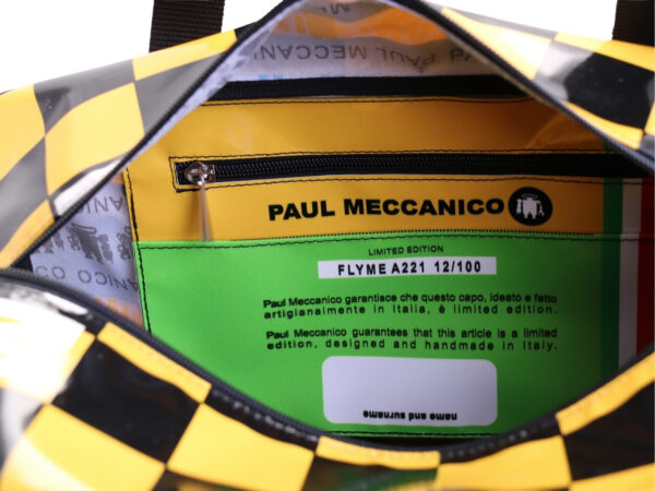 BLACK AND YELLOW HAND LUGGAGE BAG WITH CHESS FANTASY 40 X 20 X 25 CM. MODEL FLYME MADE OF LORRY TARPAULIN. - Image 7