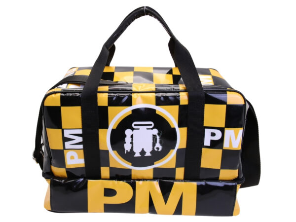 BLACK AND YELLOW HAND LUGGAGE BAG WITH CHESS FANTASY 40 X 20 X 25 CM. MODEL FLYME MADE OF LORRY TARPAULIN. - Image 4