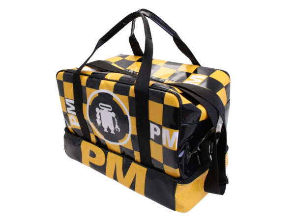 BLACK AND YELLOW HAND LUGGAGE BAG WITH CHESS FANTASY 40 X 20 X 25 CM. MODEL FLYME MADE OF LORRY TARPAULIN. - Image 3