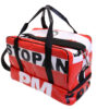 RED HAND LUGGAGE BAG 40 X 20 X 25 CM. MODEL FLYME MADE OF LORRY TARPAULIN. - Image 3