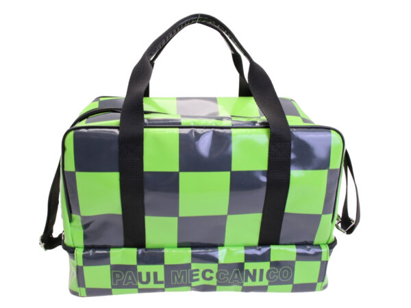 BLACK AND GREEN HAND LUGGAGE BAG 40 X 20 X 25 CM. MODEL FLYME MADE OF LORRY TARPAULIN. - Image 3