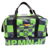 BLACK AND GREEN HAND LUGGAGE BAG 40 X 20 X 25 CM. MODEL FLYME MADE OF LORRY TARPAULIN.