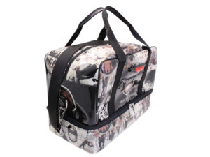 BLACK AND BEIGE HAND LUGGAGE BAG WITH "GRAFFITI STYLE" 40 X 20 X 25 CM. MODEL FLYME MADE OF LORRY TARPAULIN. - Image 2