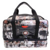 BLACK AND BEIGE HAND LUGGAGE BAG WITH "GRAFFITI STYLE" 40 X 20 X 25 CM. MODEL FLYME MADE OF LORRY TARPAULIN.