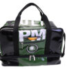 BLACK AND DARK GREEN HAND LUGGAGE BAG 40 X 20 X 25 CM. MODEL FLYME MADE OF LORRY TARPAULIN.