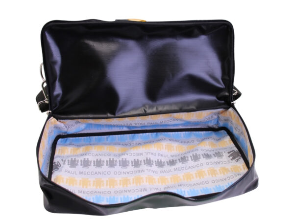 BLACK AND DARK GREEN HAND LUGGAGE BAG 40 X 20 X 25 CM. MODEL FLYME MADE OF LORRY TARPAULIN. - Image 6