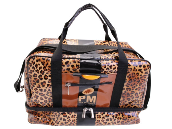 HAND LUGGAGE BAG WITH ANIMALIER FANTASY 40 X 20 X 25 CM. MODEL FLYME MADE OF LORRY TARPAULIN.