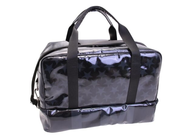 BLACK HAND LUGGAGE BAG "STARS" 40 X 20 X 25 CM. MODEL FLYME MADE OF LORRY TARPAULIN. - Image 2