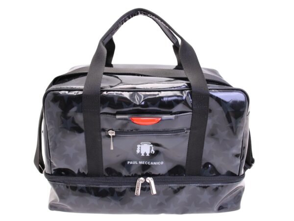 BLACK HAND LUGGAGE BAG "STARS" 40 X 20 X 25 CM. MODEL FLYME MADE OF LORRY TARPAULIN.