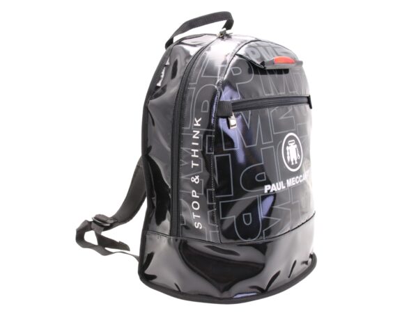 BLACK BACKPACK WITH LETTERING FANTASY. MODEL SUPER MADE OF LORRY TARPAULIN. - Image 2