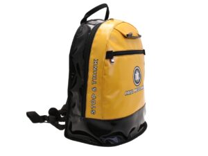 BLACK AND YELLOW BACKPACK. MODEL SUPER MADE OF LORRY TARPAULIN. - Image 2
