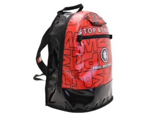 BLACK AND RED BACKPACK WITH LETTERING FANTASY. MODEL SUPER MADE OF LORRY TARPAULIN. - Image 2