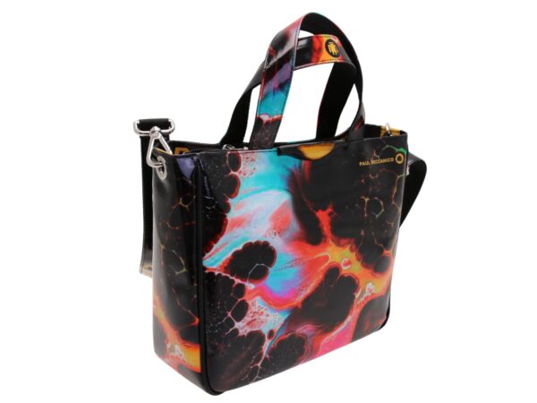 BLACK TOTE BAG WITH TIE DYE FANTASY. MODEL GLAM MADE OF LORRY TARPAULIN. - Image 3