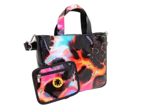 BLACK TOTE BAG WITH TIE DYE FANTASY. MODEL GLAM MADE OF LORRY TARPAULIN. - Image 5