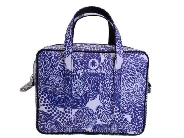 WHITE RECTANGULAR WOMEN'S BAG WITH FLORAL FANTASY. MODEL PINCA MADE OF HAMMERED SYNTHETIC LEATHER.