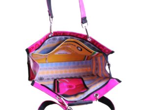 FUXIA SHOPPER BAG WITH FLORAL FANTASY. MODEL PEPE MADE OF LORRY TARPAULIN - Image 5