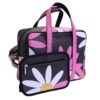 BORSA DA DONNA RETTANGOLARE NERA CON FANTASIA FLOREALE. MODELLO PINCA IN PELLE SINTETICA MARTELLATA. - immagine 3