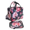 BORSA DA DONNA RETTANGOLARE NERA CON FANTASIA FLOREALE. MODELLO PINCA IN PELLE SINTETICA MARTELLATA. - immagine 4
