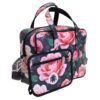 BORSA DA DONNA RETTANGOLARE NERA CON FANTASIA FLOREALE. MODELLO PINCA IN PELLE SINTETICA MARTELLATA. - immagine 3