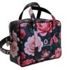 BORSA DA DONNA RETTANGOLARE NERA CON FANTASIA FLOREALE. MODELLO PINCA IN PELLE SINTETICA MARTELLATA. - immagine 2