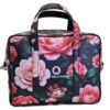 BORSA DA DONNA RETTANGOLARE NERA CON FANTASIA FLOREALE. MODELLO PINCA IN PELLE SINTETICA MARTELLATA.