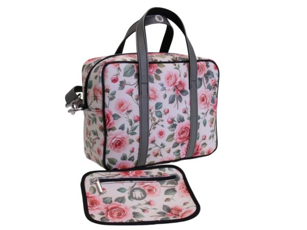 OFF WHITE RECTANGULAR WOMEN'S BAG WITH FLORAL FANTASY. MODEL PINCA MADE OF HAMMERED SYNTHETIC LEATHER. - Image 4