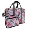 BORSA DA DONNA RETTANGOLARE BIANCA CON FANTASIA FLOREALE. MODELLO PINCA IN PELLE SINTETICA MARTELLATA. - immagine 3
