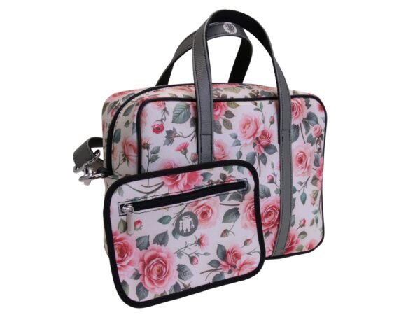 OFF WHITE RECTANGULAR WOMEN'S BAG WITH FLORAL FANTASY. MODEL PINCA MADE OF HAMMERED SYNTHETIC LEATHER. - Image 3