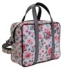 BORSA DA DONNA RETTANGOLARE BIANCA CON FANTASIA FLOREALE. MODELLO PINCA IN PELLE SINTETICA MARTELLATA. - immagine 2