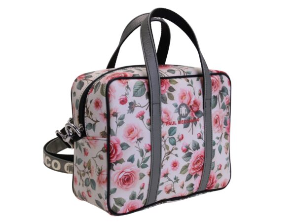 OFF WHITE RECTANGULAR WOMEN'S BAG WITH FLORAL FANTASY. MODEL PINCA MADE OF HAMMERED SYNTHETIC LEATHER. - Image 2