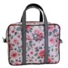 BORSA DA DONNA RETTANGOLARE BIANCA CON FANTASIA FLOREALE. MODELLO PINCA IN PELLE SINTETICA MARTELLATA.