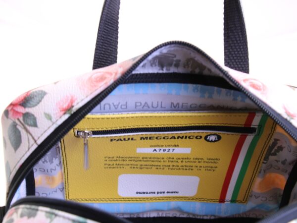 OFF WHITE RECTANGULAR WOMEN'S BAG WITH FLORAL FANTASY. MODEL PINCA MADE OF HAMMERED SYNTHETIC LEATHER. - Image 5