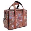 BORSA DA DONNA RETTANGOLARE MARRONE CON FANTASIA FLOREALE. MODELLO PINCA IN PELLE SINTETICA MARTELLATA. - immagine 2