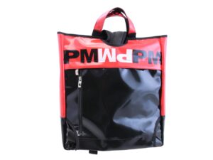 2 IN 1 BRIEFCASE AND BACKPACK BLACK, WHITE AND RED COLOURS. MODEL HYBRID MADE OF LORRY TARPAULIN. - Image 5