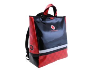 2 IN 1 BRIEFCASE AND BACKPACK BLACK, WHITE AND RED COLOURS. MODEL HYBRID MADE OF LORRY TARPAULIN. - Image 2
