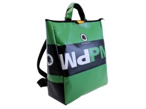 2 IN 1 BRIEFCASE AND BACKPACK DARK GREEN AND BLACK COLOURS. MODEL HYBRID MADE OF LORRY TARPAULIN. - Image 2