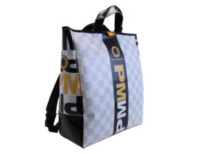 2 IN 1 BRIEFCASE AND BACKPACK WHITE AND GREY COLOURS. MODEL HYBRID MADE OF LORRY TARPAULIN. - Image 2