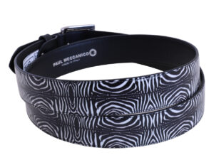 BLACK AND WHITE MEN'S BELT WITH ANIMALIER FANTASY MADE OF LORRY TARPAULIN - Image 2