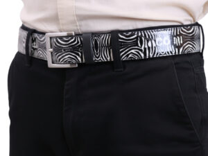 BLACK AND WHITE MEN'S BELT WITH ANIMALIER FANTASY MADE OF LORRY TARPAULIN - Image 5